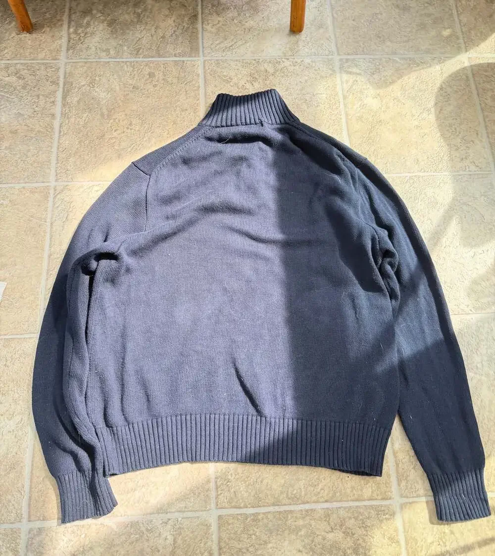 Polo Ralph Lauren Navy Blue Mock Neck Henley Knit Sweater